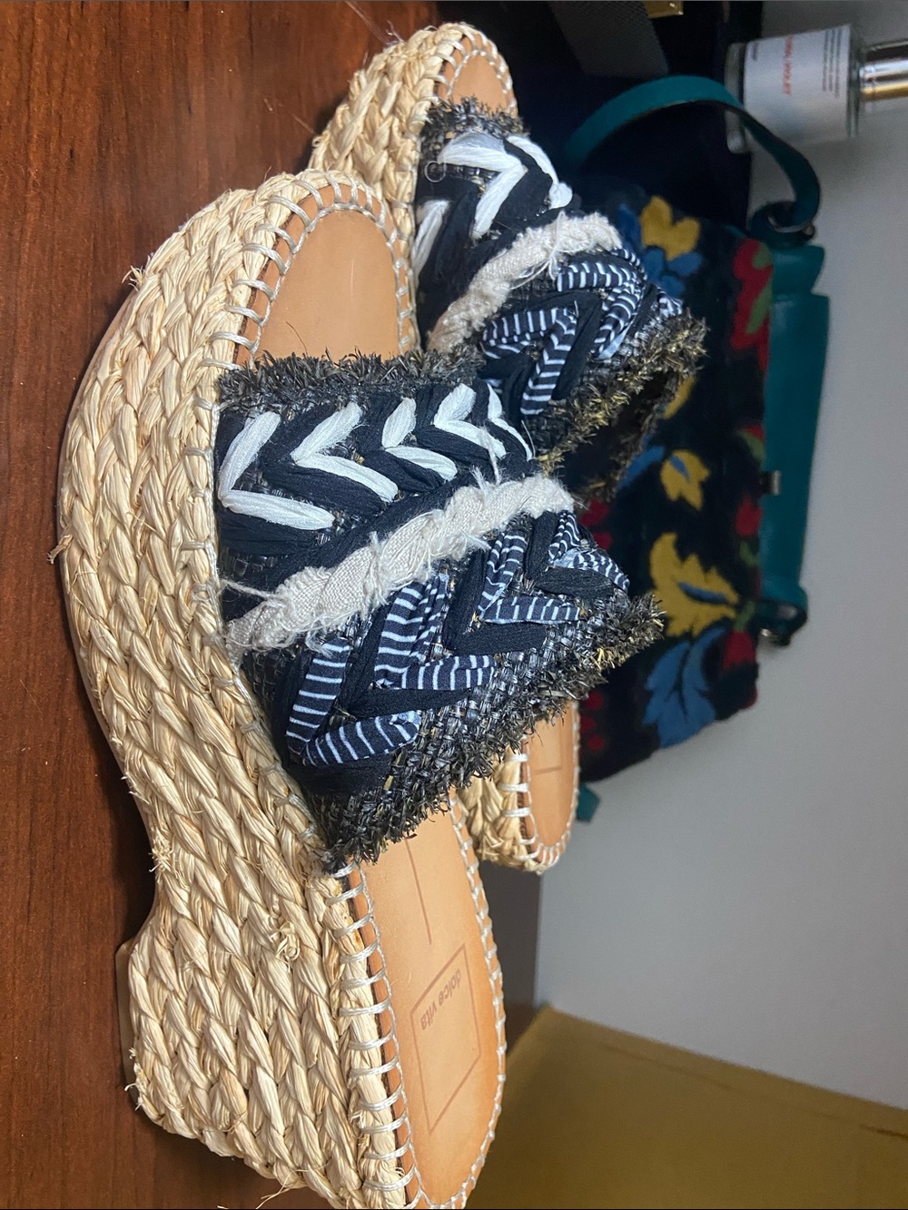 Dolce Vita Black and Natural Braided Espadrille Platform Sandals - Picture 2 of 4